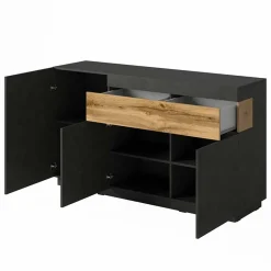 Garnero Arredamenti Credenze Moderne|Madie Moderne-Credenza 150x85h cm 3 ante 1 cassetto moderna antracite rovere Bahama