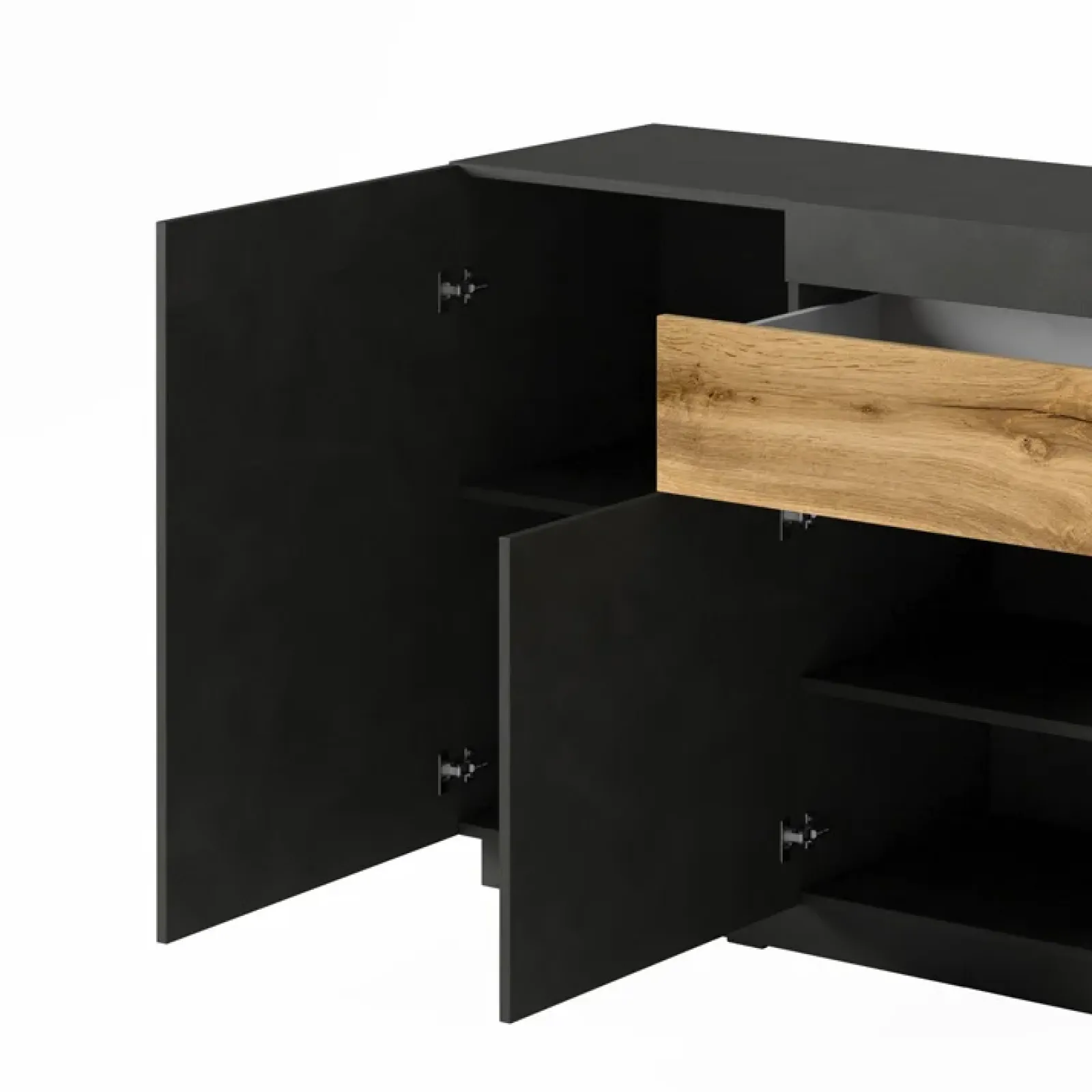 Garnero Arredamenti Credenze Moderne|Madie Moderne-Credenza 150x85h cm 3 ante 1 cassetto moderna antracite rovere Bahama