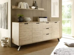 Garnero Arredamenti Credenze Moderne|Madie Moderne-Credenza 206x86h cm 3 ante 3 cassetti moderna sherwood oak Juvena