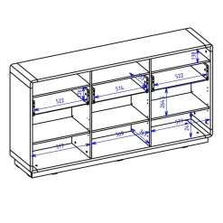 Garnero Arredamenti Credenze Moderne|Madie Moderne-Credenza 180x96h cm 3 ante 3 cassetti moderna nero opaco rovere Esmond