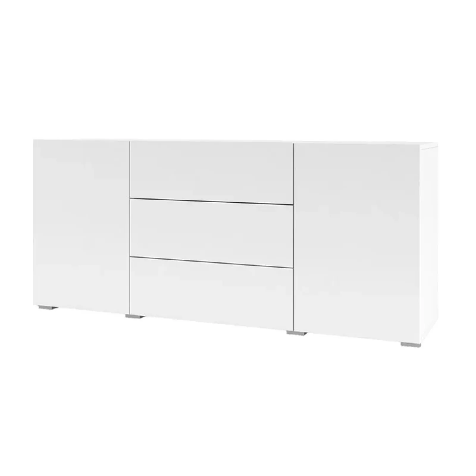Garnero Arredamenti Credenze Moderne|Madie Moderne-Credenza 140x63h cm 2 ante 3 cassetti moderna soggiorno bianca Fusion Bianco Opaco