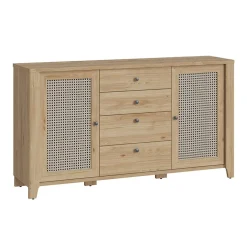 Garnero Arredamenti Credenze Moderne-Credenza 164x91h cm 2 ante 4 cassetti moderna rovere naturale Astoria