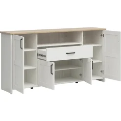 Garnero Arredamenti Credenze Moderne|Madie Moderne-Credenza 194x99h cm 4 ante 1 cassetto scandinava bianco frassinato rovere Lars