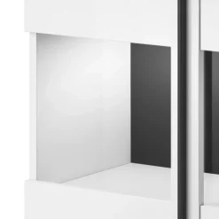 Garnero Arredamenti Credenze Moderne|Madie Moderne-Credenza 180x103h cm 2 ante 3 cassetti con vetrinetta moderna bianco opaco e lucido Maiorca Bianco Lucido