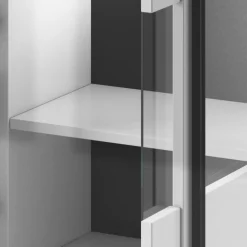 Garnero Arredamenti Credenze Moderne|Madie Moderne-Credenza 180x103h cm 2 ante 3 cassetti con vetrinetta moderna bianco opaco e lucido Maiorca Bianco Lucido