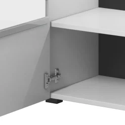 Garnero Arredamenti Credenze Moderne|Madie Moderne-Credenza 180x103h cm 2 ante 3 cassetti con vetrinetta moderna bianco opaco e lucido Maiorca Bianco Lucido