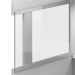 Garnero Arredamenti Credenze Moderne|Madie Moderne-Credenza 180x103h cm 2 ante 3 cassetti con vetrinetta moderna bianco opaco e lucido Maiorca Bianco Lucido