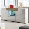 Garnero Arredamenti Credenze Moderne|Madie Moderne-Credenza 159x83h cm 3 ante 1 cassetto bianco lucido rovere Tahiti