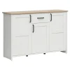 Garnero Arredamenti Credenze Moderne|Madie Moderne-Credenza 148x99h cm 3 ante 1 cassetto scandinava bianco frassinato rovere Lars