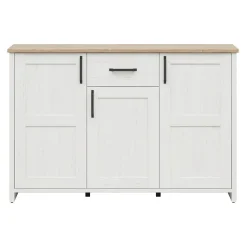 Garnero Arredamenti Credenze Moderne|Madie Moderne-Credenza 148x99h cm 3 ante 1 cassetto scandinava bianco frassinato rovere Lars