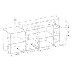 Garnero Arredamenti Credenze Moderne|Madie Moderne-Credenza 180x98h cm 2 ante 4 cassetti moderna bianco cemento Megan Gihome® Cemento - Bianco opaco