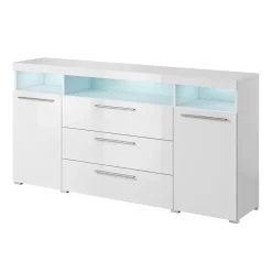 Garnero Arredamenti Credenze Moderne-Credenza 182x92h cm 2 ante 3 cassetti soggiorno Frisk Bianco Lucido
