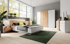 Garnero Arredamenti Credenze Moderne|Madie Moderne-Credenza 160x94h cm 2 ante 4 cassetti moderna quercia bianco opaco James