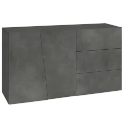 Garnero Arredamenti Credenze Moderne|Madie Moderne-Credenza 140x86h cm 2 ante 3 cassetti grigio Candia 140 Gihome® Ossido