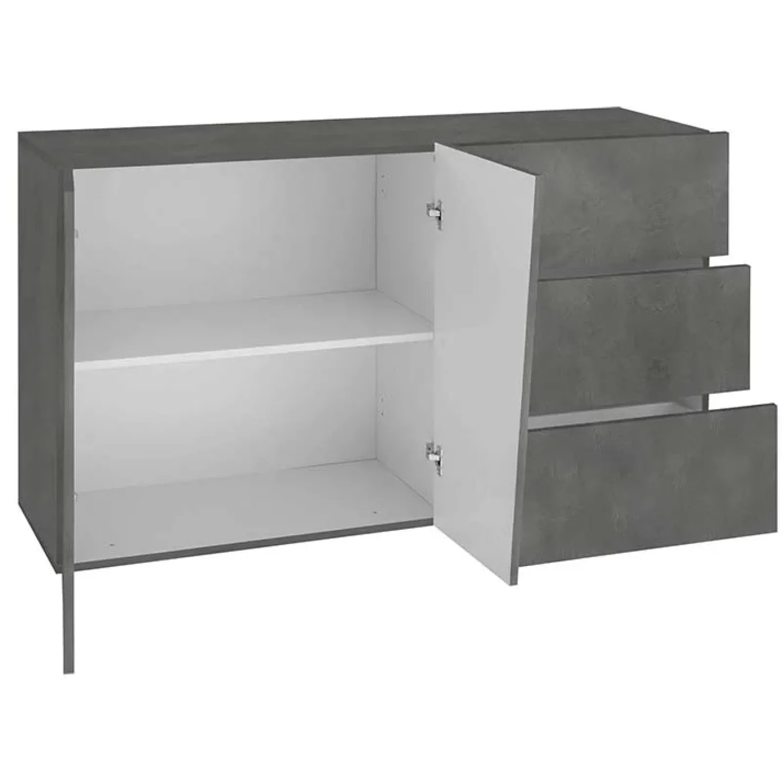 Garnero Arredamenti Credenze Moderne|Madie Moderne-Credenza 140x86h cm 2 ante 3 cassetti grigio Candia 140 Gihome® Ossido
