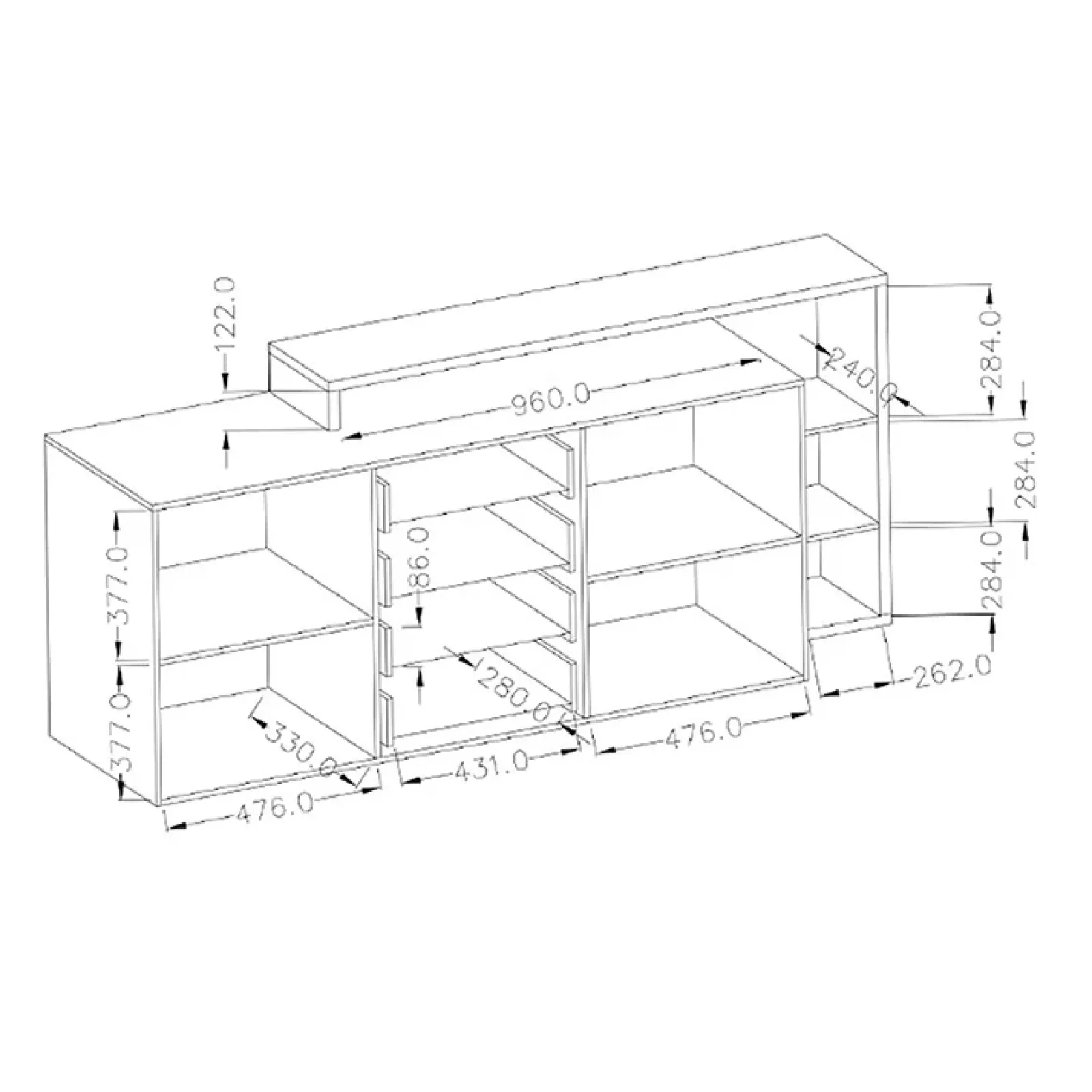 Garnero Arredamenti Credenze Moderne|Madie Moderne-Credenza 180x97h cm 2 ante 4 cassetti moderna rovere antracite Megan Gihome® Rovere - Antracite