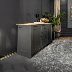 Garnero Arredamenti Credenze Moderne|Madie Moderne-Credenza 186x96h cm 2 ante 3 cassetti nero grafite rovere chiaro Holga Grafite - Rovere