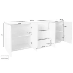 Garnero Arredamenti Credenze Moderne|Madie Moderne-Credenza 224x86h cm 4 ante 3 cassetti moderna Zenzero Gihome® Ossido