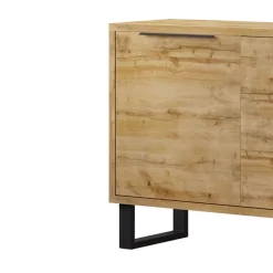 Garnero Arredamenti Credenze Moderne|Madie Moderne-Credenza 201x83h cm 2 ante 3 cassetti moderna quercia metallo nero Petra