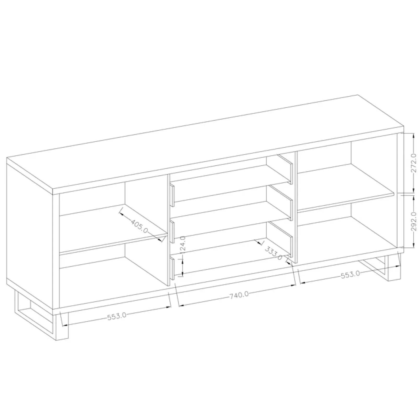 Garnero Arredamenti Credenze Moderne|Madie Moderne-Credenza 201x83h cm 2 ante 3 cassetti moderna quercia metallo nero Petra