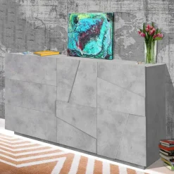 Garnero Arredamenti Credenze Moderne|Madie Moderne-Credenza 143x86h cm 2 ante 3 cassetti moderna Zenzero Gihome® Cemento
