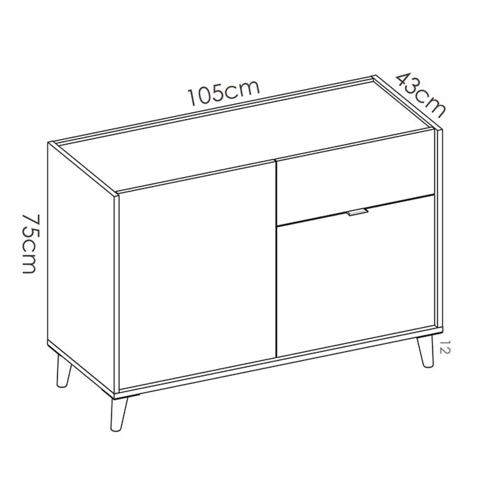 Garnero Arredamenti Credenze Moderne|Madie Moderne-Credenza 105x75h cm 2 ante 1 cassetto rovere grigio bianco petrolio Dominic