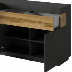 Garnero Arredamenti Credenze Moderne|Madie Moderne-Credenza 219x85h cm 4 ante 2 cassetti moderna antracite rovere Bahama Antracite - Rovere Rustico