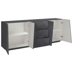 Garnero Arredamenti Credenze Moderne|Madie Moderne-Credenza 220x86h cm 4 ante 3 cassetti moderna Candia Gihome® Ossido