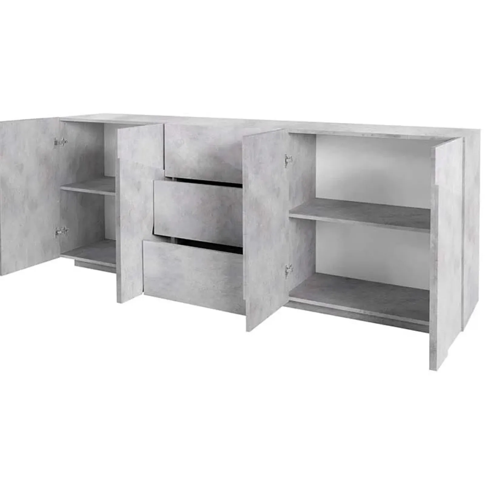 Garnero Arredamenti Credenze Moderne|Madie Moderne-Credenza 224x86h cm 4 ante 3 cassetti moderna Zenzero Gihome® Cemento