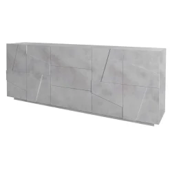 Garnero Arredamenti Credenze Moderne|Madie Moderne-Credenza 224x86h cm 4 ante 3 cassetti moderna Zenzero Gihome® Cemento