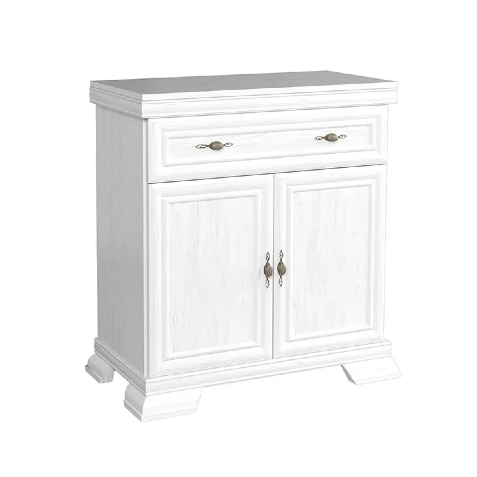 Garnero Arredamenti Comò|Comò-Credenza 88x97h cm 2 ante 1 cassetto shabby Kelly Bianco Frassinato