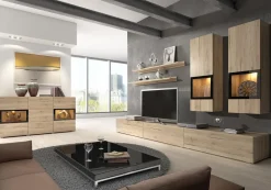 Garnero Arredamenti Credenze Moderne|Madie Moderne-Credenza 132x70h cm 2 ante 3 cassetti moderna nero Emotion Gihome® Rovere