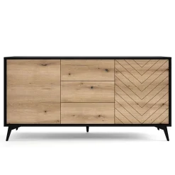 Garnero Arredamenti Credenze Moderne|Madie Moderne-Credenza 154x77h cm 2 ante 3 cassetti moderna quercia nero Becca