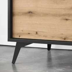 Garnero Arredamenti Credenze Moderne|Madie Moderne-Credenza 154x77h cm 2 ante 3 cassetti moderna quercia nero Becca