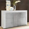 Garnero Arredamenti Credenze Moderne|Madie Moderne-Credenza 138x84h cm 2 ante 3 cassetti bianco e cemento Easy