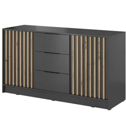Garnero Arredamenti Credenze Moderne-Credenza 155x86h cm 2 ante 3 cassetti soggiorno quercia Miller Antracite