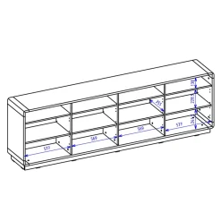 Garnero Arredamenti Credenze Moderne|Madie Moderne-Credenza 238x75h cm 4 ante 4 vani a giorno moderna nero opaco rovere Esmond