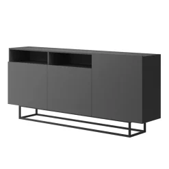Garnero Arredamenti Credenze Moderne|Madie Moderne-Credenza 180x80h cm 3 ante 2 vani moderna nero Erice Gihome® Antracite