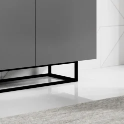 Garnero Arredamenti Credenze Moderne|Madie Moderne-Credenza 180x80h cm 3 ante 2 vani moderna nero Erice Gihome® Antracite