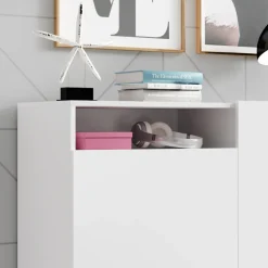 Garnero Arredamenti Credenze Moderne|Madie Moderne-Credenza 120x80h cm 2 ante 1 vano moderna bianco nero Erice Gihome®