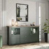 Garnero Arredamenti Credenze Moderne|Madie Moderne-Credenza 181x93h cm 2 ante con vetrinetta 4 cassetti verde quercia Texel