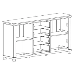 Garnero Arredamenti Credenze Moderne|Madie Moderne-Credenza 181x93h cm 2 ante con vetrinetta 4 cassetti verde quercia Texel