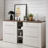 Garnero Arredamenti Credenze Moderne|Madie Moderne-Credenza 155x85h cm 2 ante moderna  pino bianco rovere Paloma 2