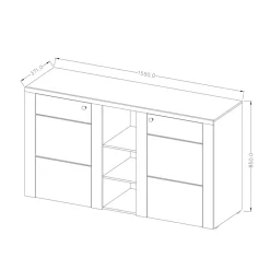 Garnero Arredamenti Credenze Moderne|Madie Moderne-Credenza 155x85h cm 2 ante moderna pino bianco rovere Paloma 2
