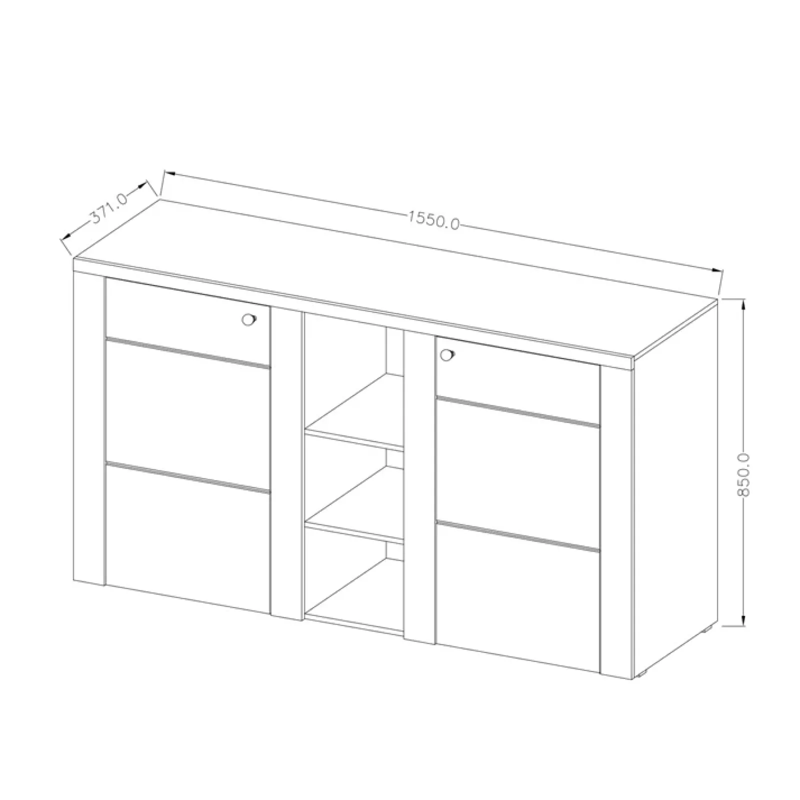 Garnero Arredamenti Credenze Moderne|Madie Moderne-Credenza 155x85h cm 2 ante moderna pino bianco rovere Paloma 2