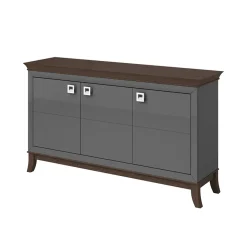 Garnero Arredamenti Credenze Moderne-Credenza 160x92h cm 3 ante moderna antracite lucido rovere scuro Umag Antracite - Wengè