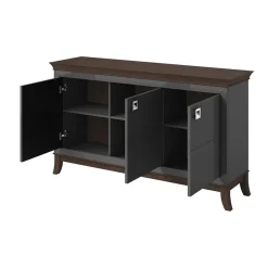 Garnero Arredamenti Credenze Moderne-Credenza 160x92h cm 3 ante moderna antracite lucido rovere scuro Umag Antracite - Wengè