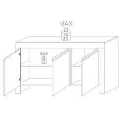 Garnero Arredamenti Credenze Moderne|Madie Moderne-Credenza 162x82h cm 3 ante moderna soggiorno bianco lucido Essential