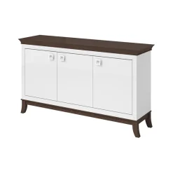 Garnero Arredamenti Credenze Moderne-Credenza 160x92h cm 3 ante moderna bianco lucido rovere scuro Umag Bianco Lucido - Wengè
