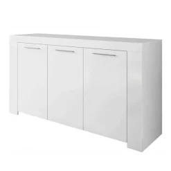 Garnero Arredamenti Credenze Moderne|Madie Moderne-Credenza 144x80h cm 3 ante moderna soggiorno bianco opaco Creta